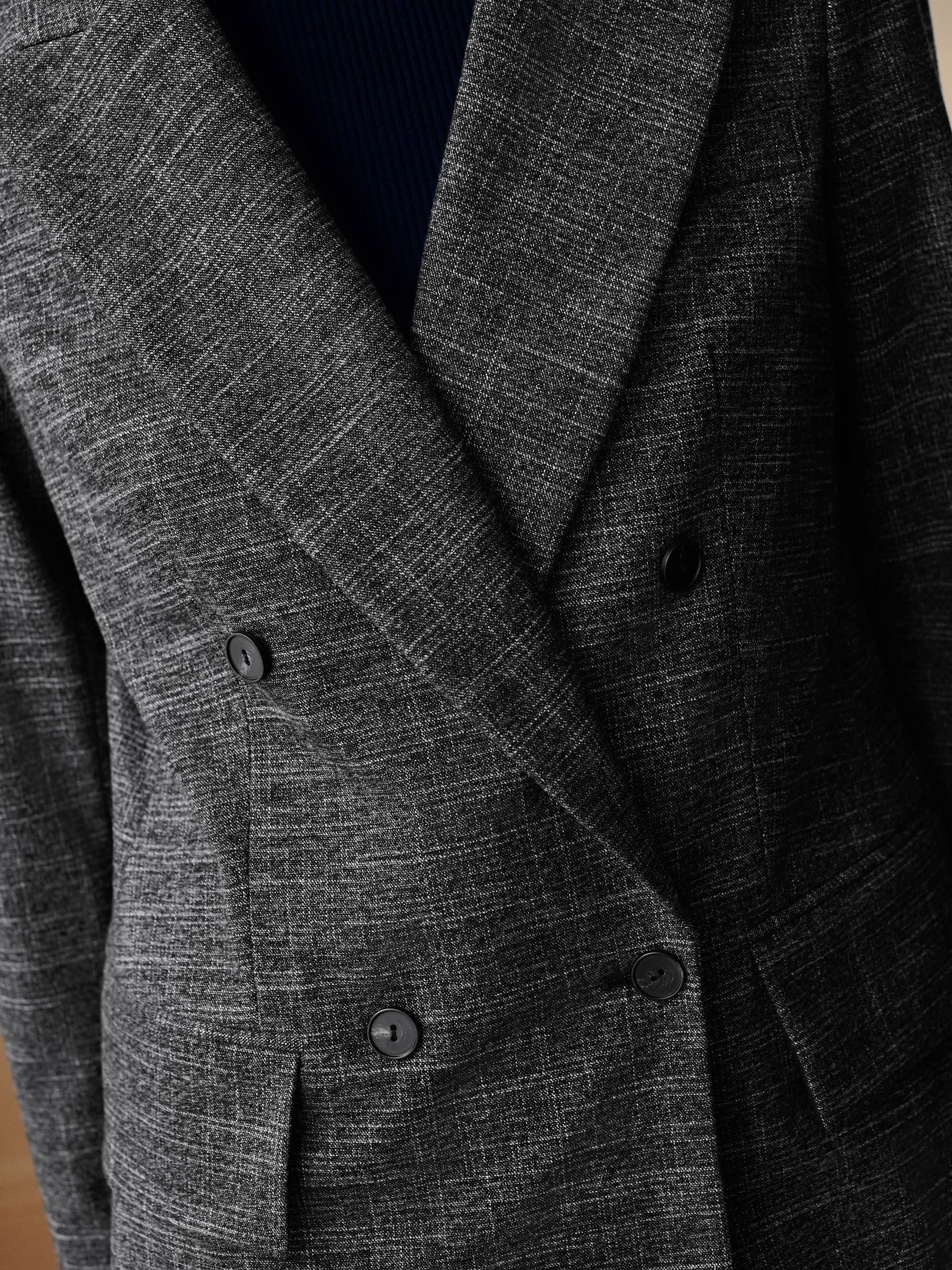 Grijs - Crosshatch Double Breasted Longline Blazer