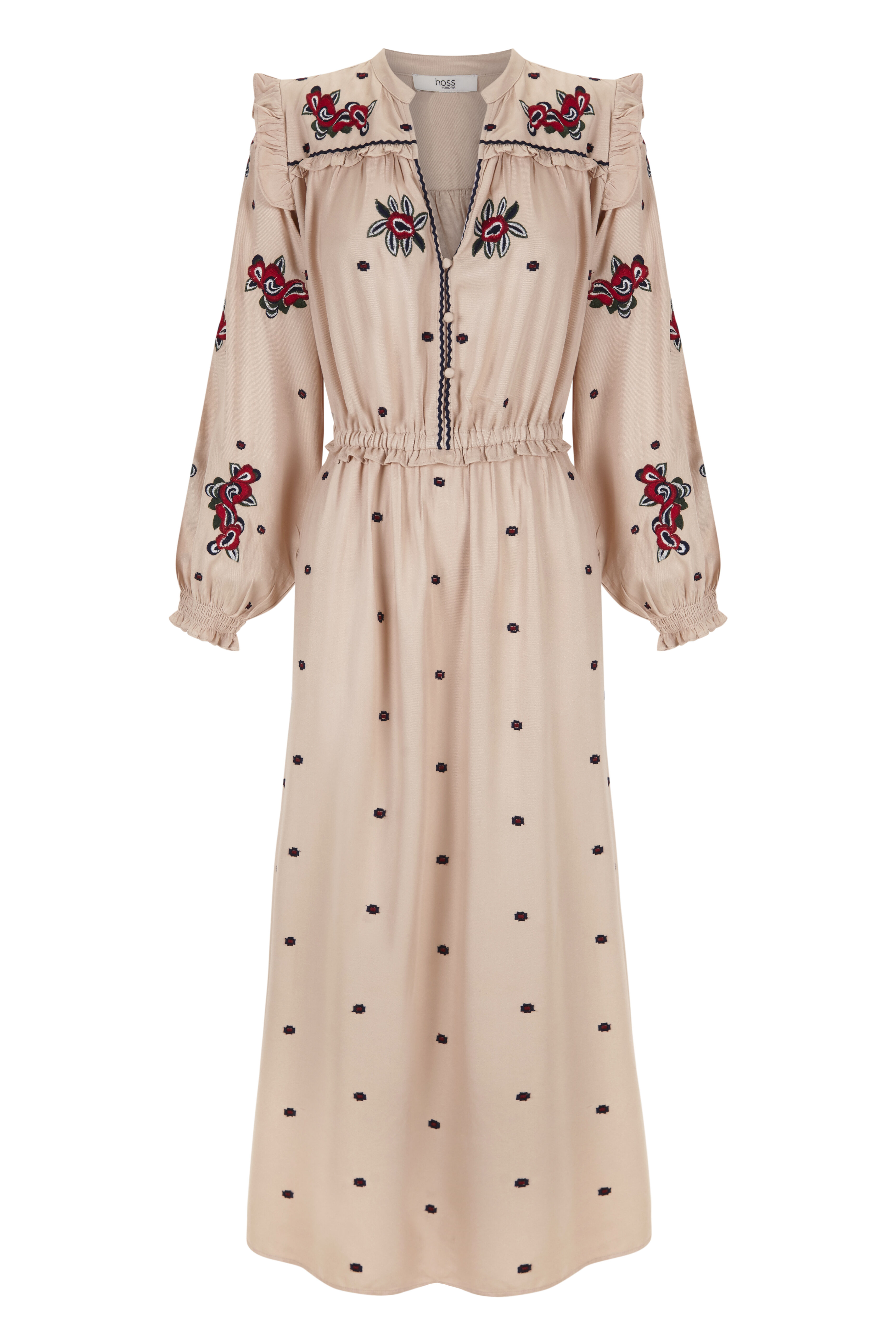 Vestido midi bordado Frida - Branco