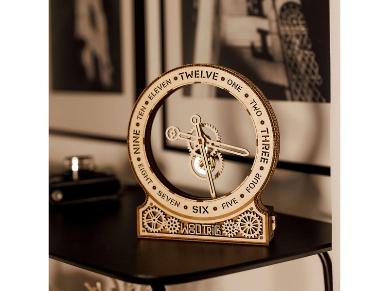 WoodTrick Bausatz Kinetic Clock: Modern Batteriebetriebene Uhr 3D Bausatz aus Holz