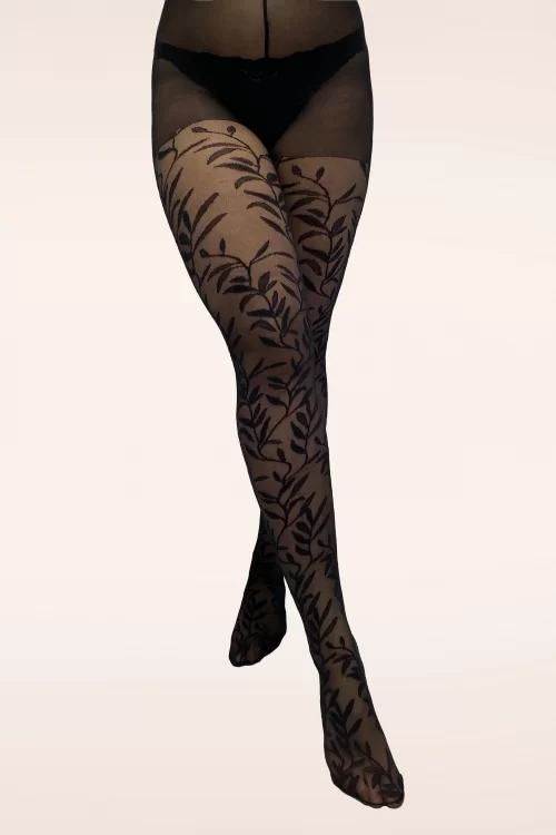 Pamela Mann Curvy superstretch panty met bladpatroon in zwart