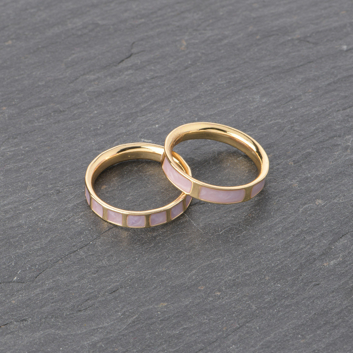 2 Damen Ringe im Set gold / helllila