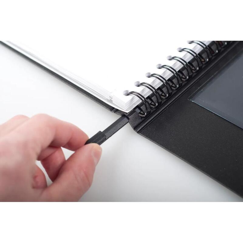 Exabook Rhodiactive rechargeable reliure intégrale A4+ 160 pages petits carreaux 5x5 avec cadre en-tête 80g - Noir