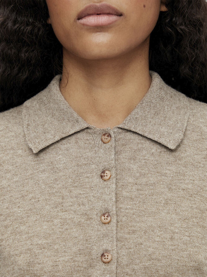 Object OBJTHESS L/S POLO SHIRT NOOS Fossil/melange