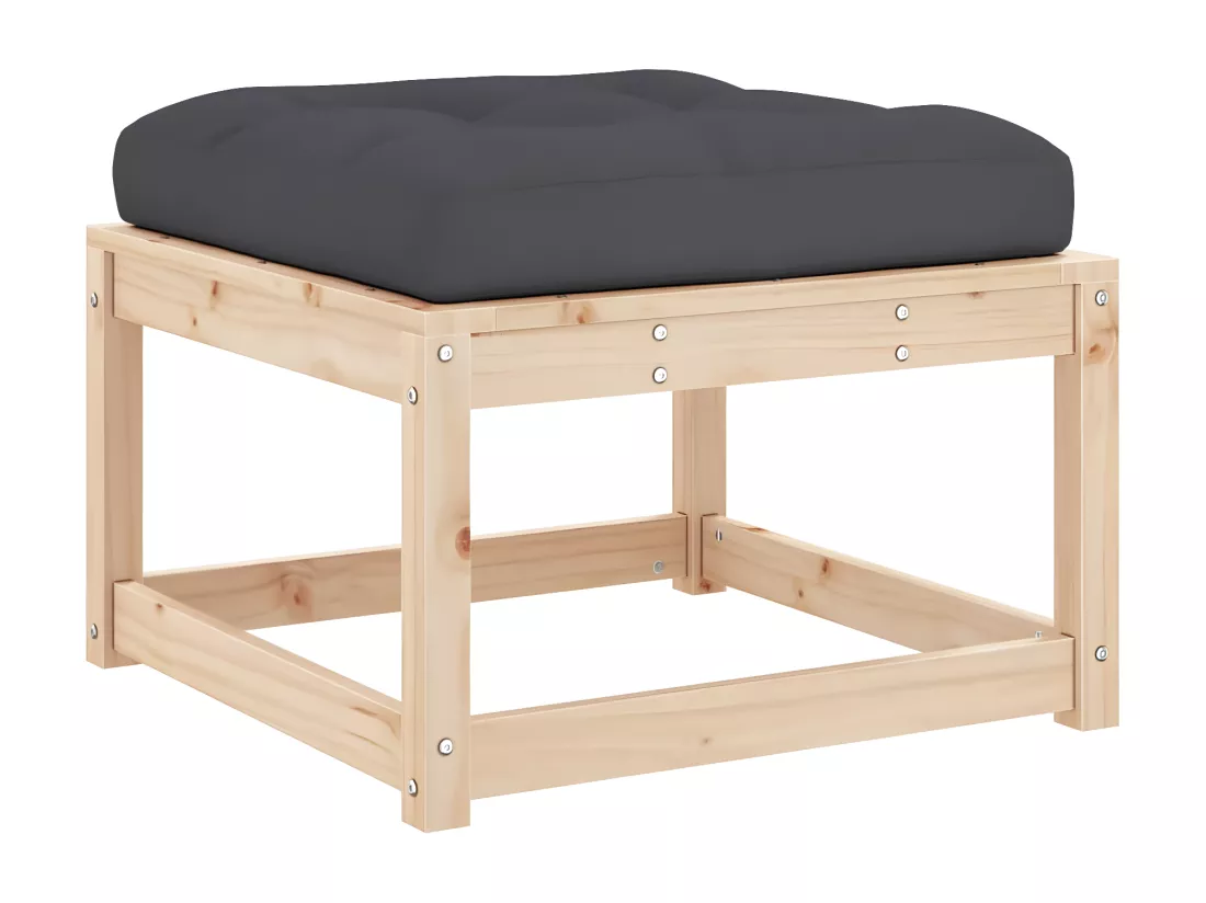 Repose-pied de jardin avec coussins bois de pin massif