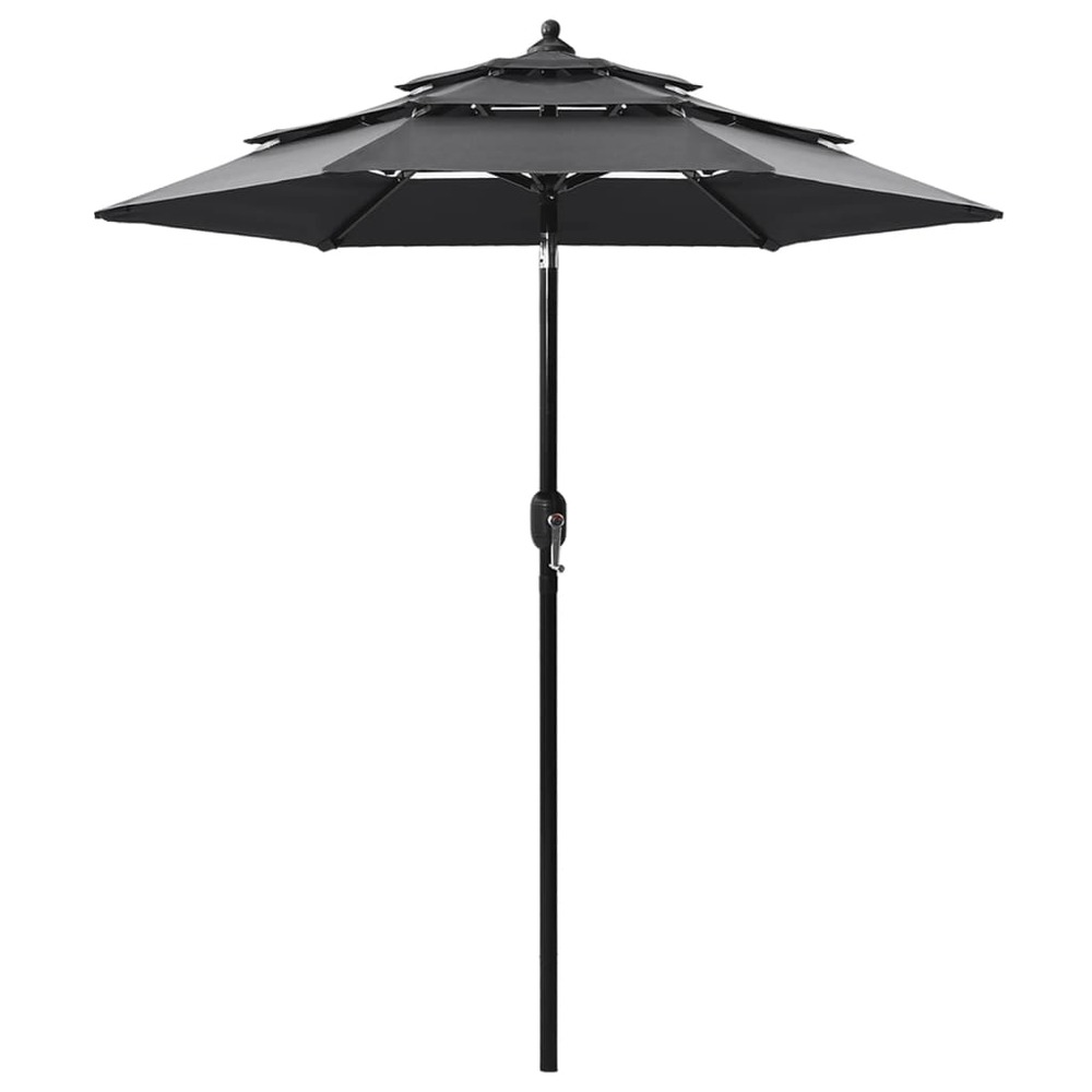 Parasol à 3 niveaux avec mât en aluminium 2 m anthracite
