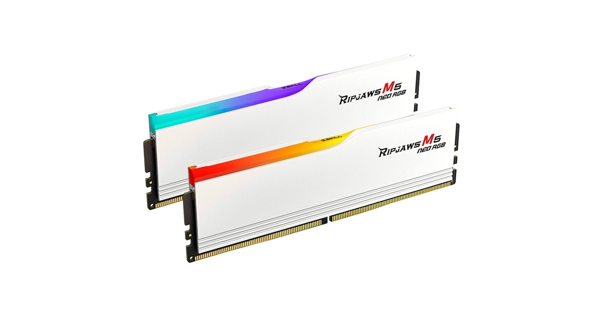 G.Skill32 GB DDR5-6000 kit werkgeheugen  (Wit, F5-6000J2836G16GX2-RM5NRW, Ripjaws M5 Neo RGB, AMD EXPO)
