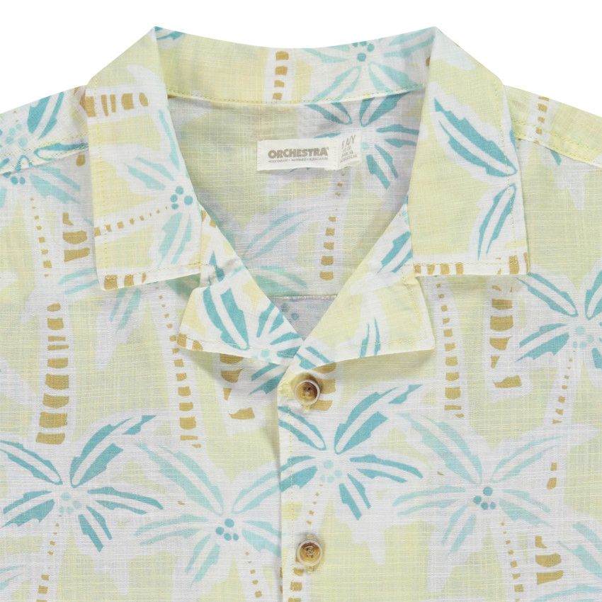 Chemise à manches courtes imprimée palmiers pour garçon - Jaune
