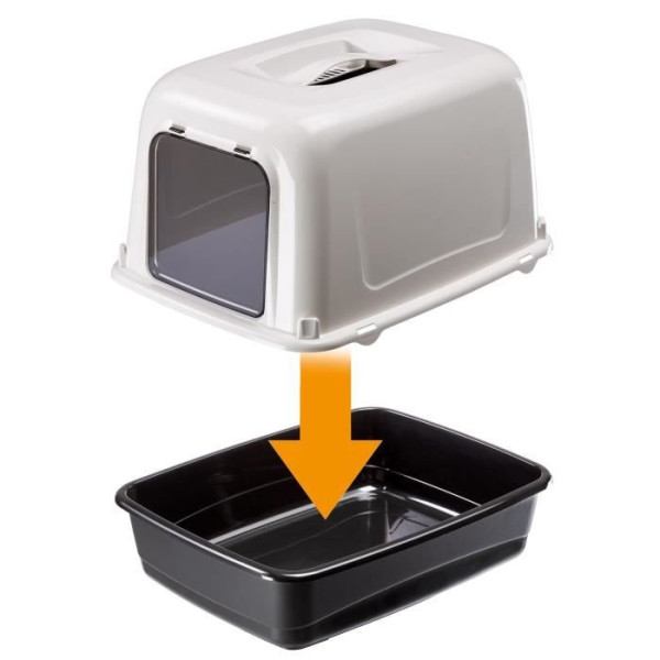 Maison de toilette pour chat clear cat 10 - plastique - filtre a charbon actif - porte -