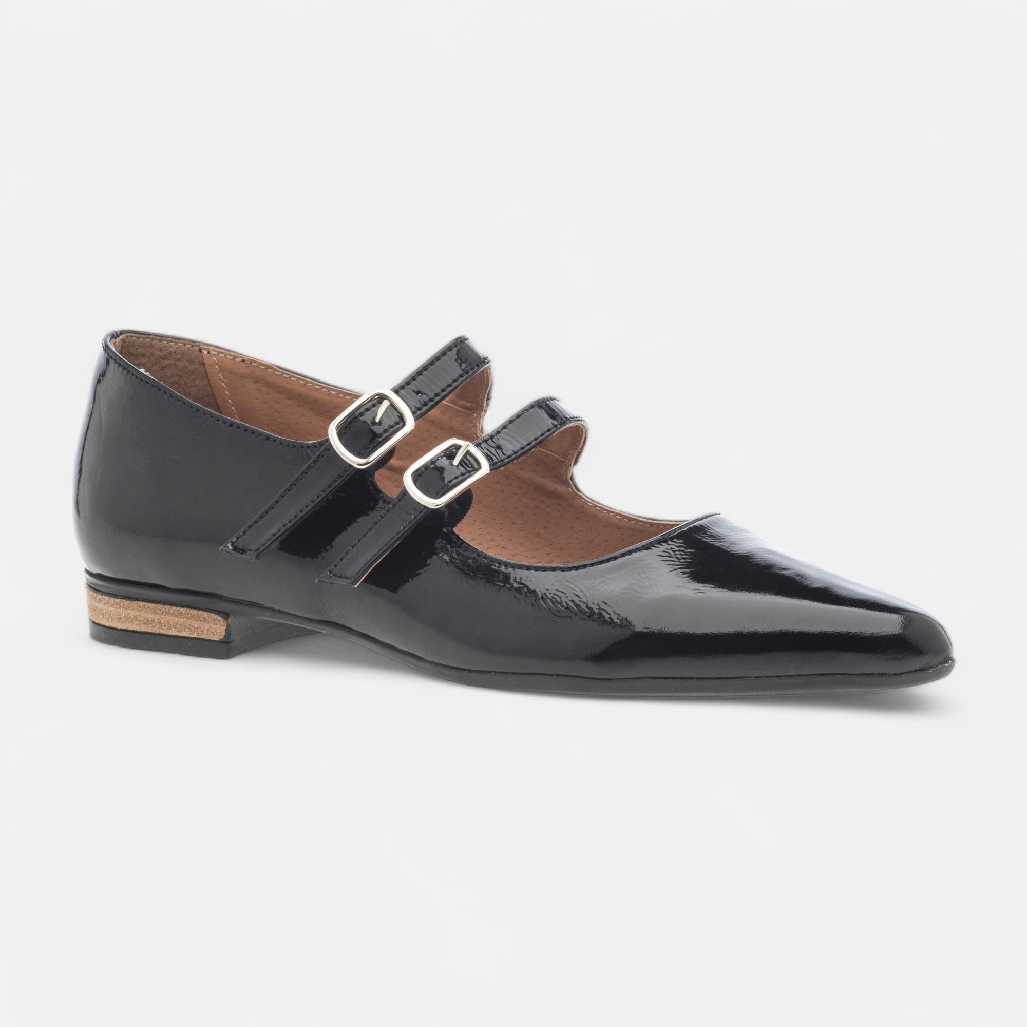 Ballerines Femme en cuir noir vernis