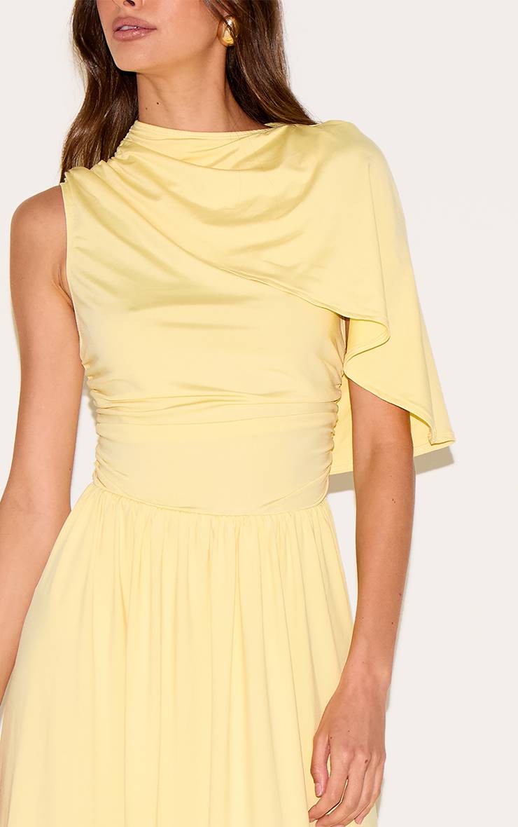 Citron Robe Longue Drapée À Fronces Superposées