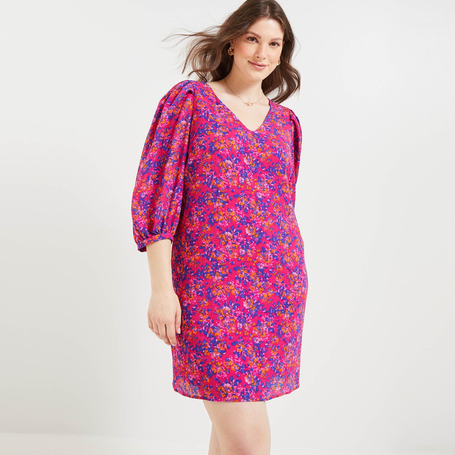 robe imprimée col V femme