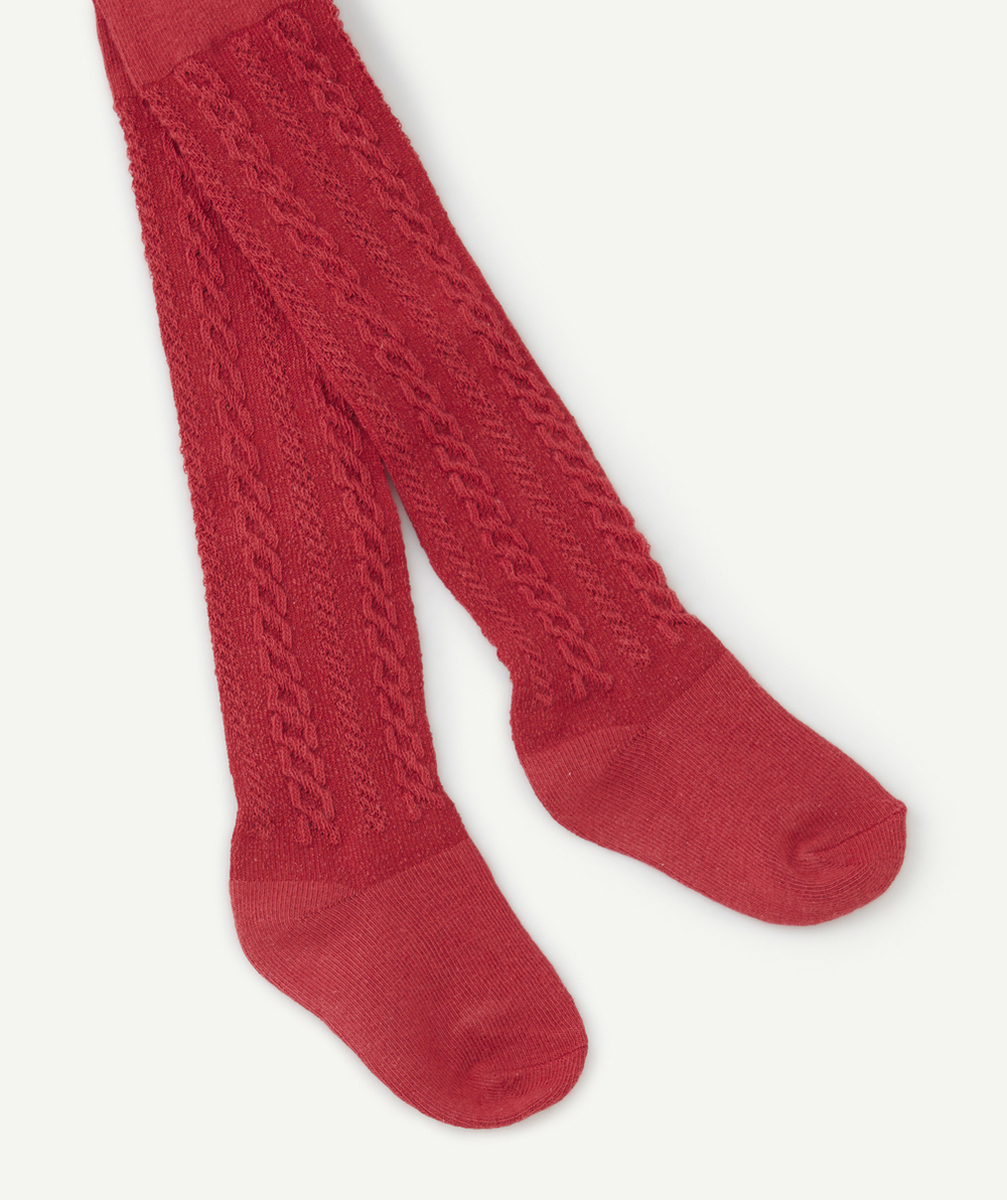 COLLANTS BÉBÉ FILLE EN TRICOT AJOURÉ ROUGE