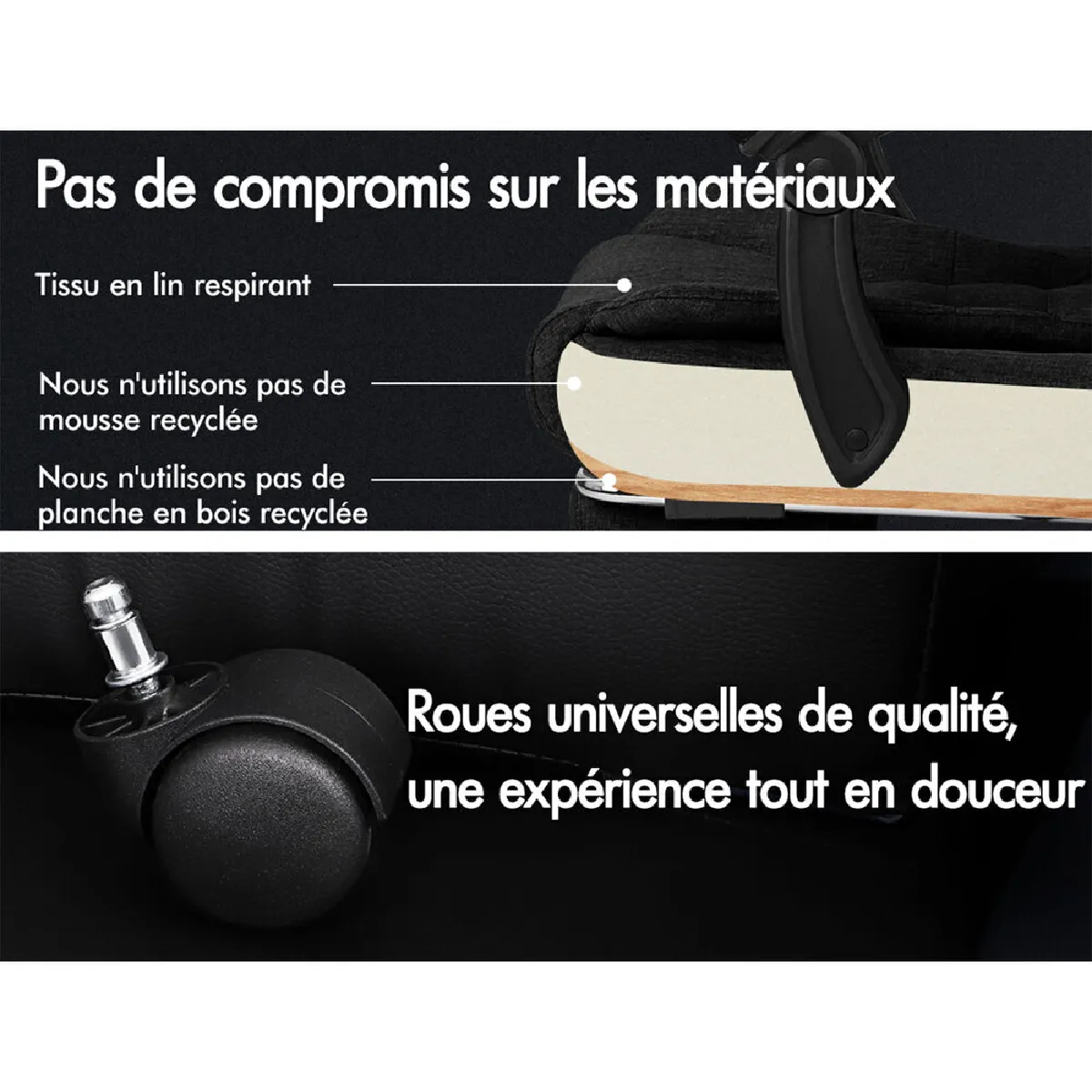 ALFORDSON Fauteuil Bureau de Massage - Noir