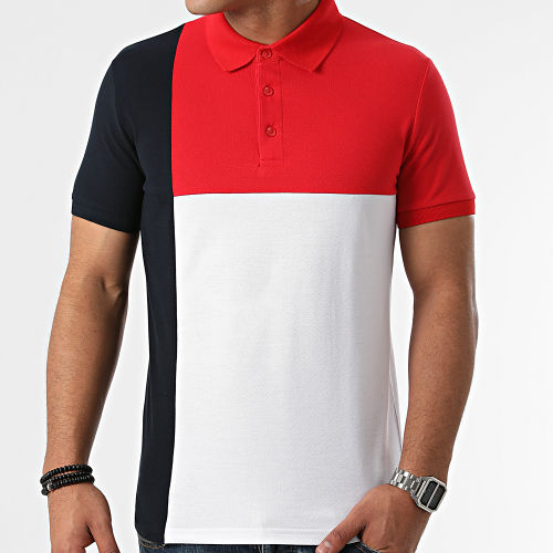 Polo Manches Courtes Tricolore 1781 Bleu Marine Blanc Rouge