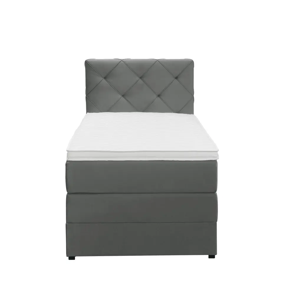 Boxspring met opbergruimte Liv geruit - grijs - 90x200 cm