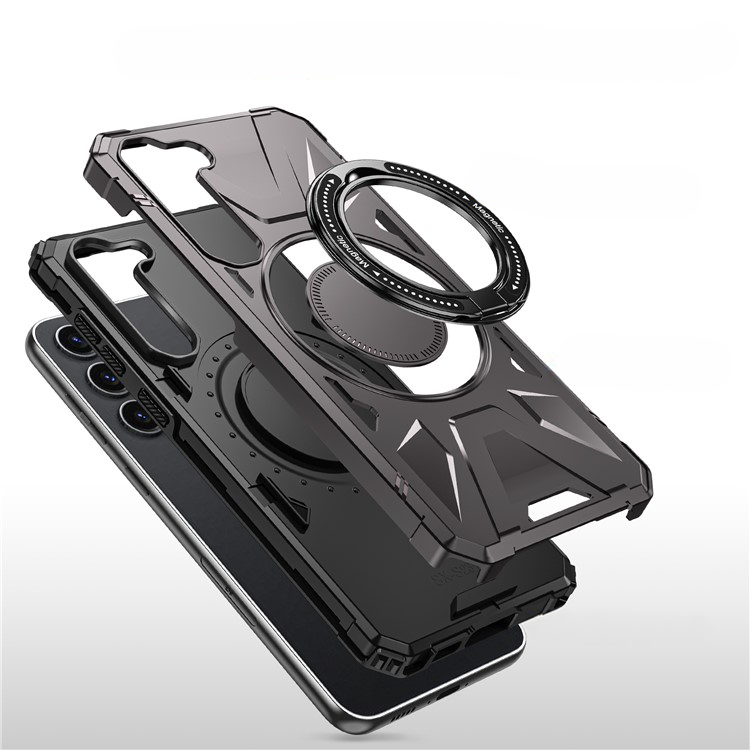 Samsung Galaxy S25 / S24 Hybrid Outdoor Hardcase Hülle mit MagSafe-Modul   Kickstand Aufsteller - Grau