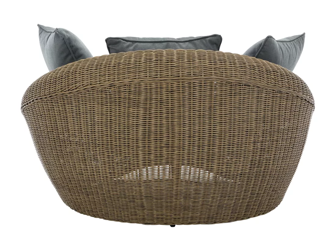 Salon de jardin en résine tressée naturel foncé : canapé, 2 fauteuils et table basse - WHITEHEAVEN de MYLIA