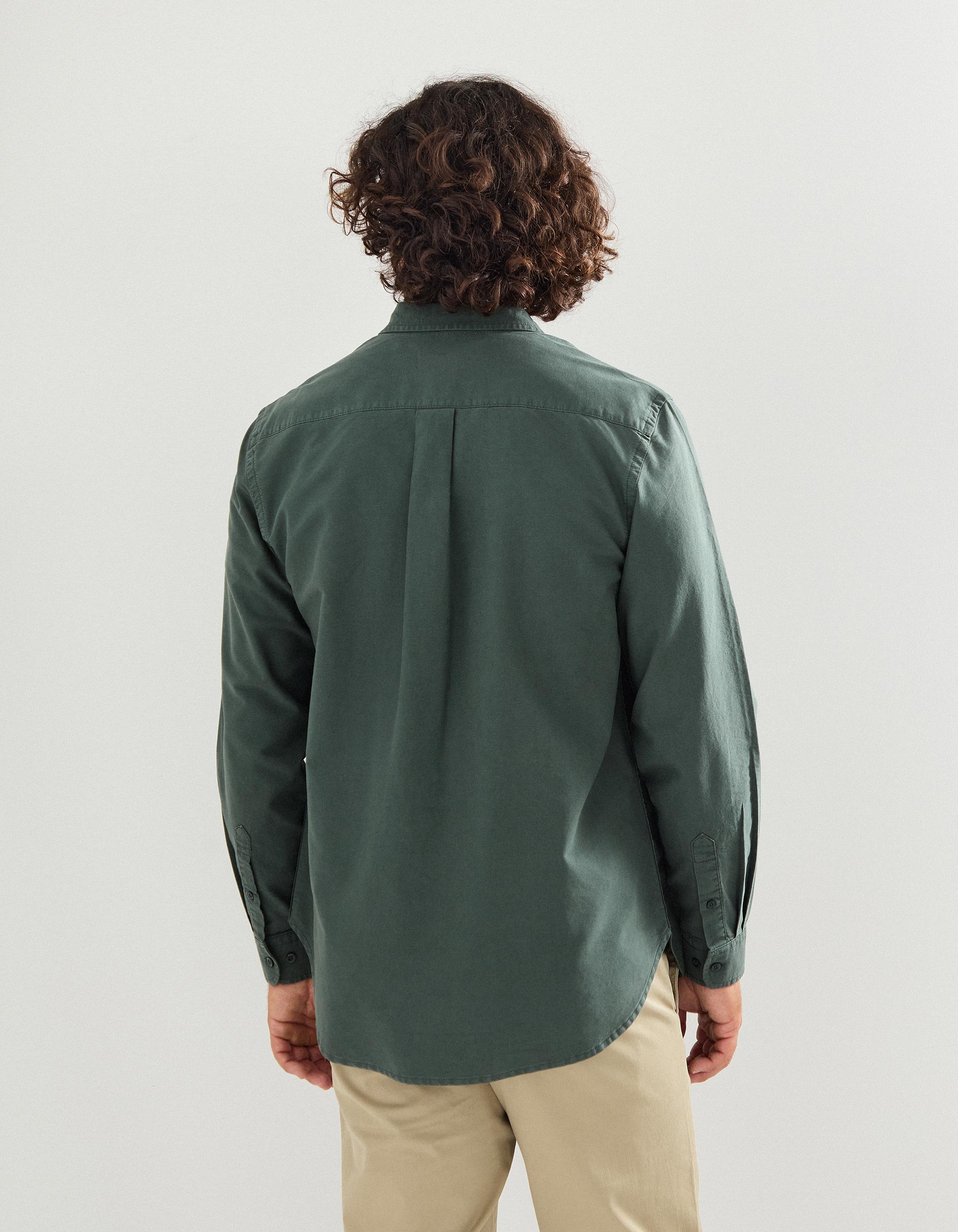 Camisa de Manga Comprida Oxford, Homem, Verde Escuro