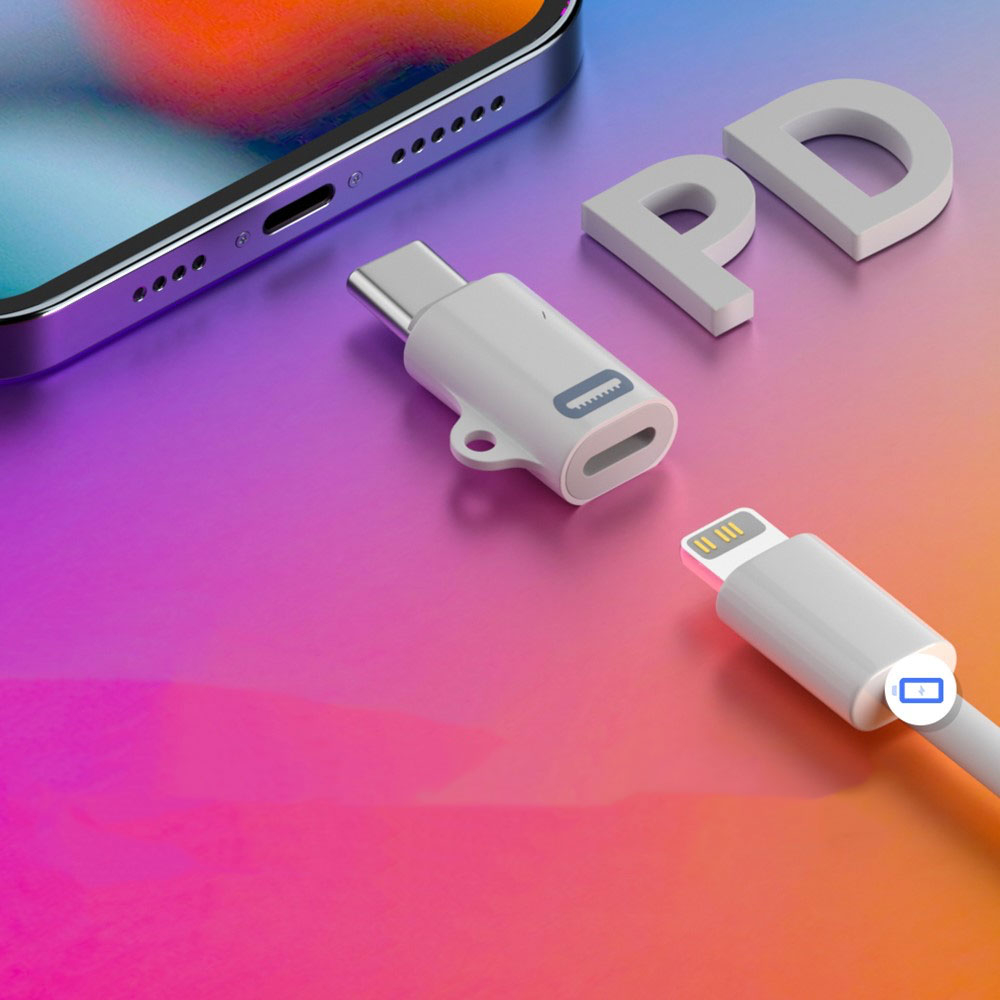 (PD/27W) USB C auf Lightning Mini Konverter Adapter für iPhone 15 - Weiss