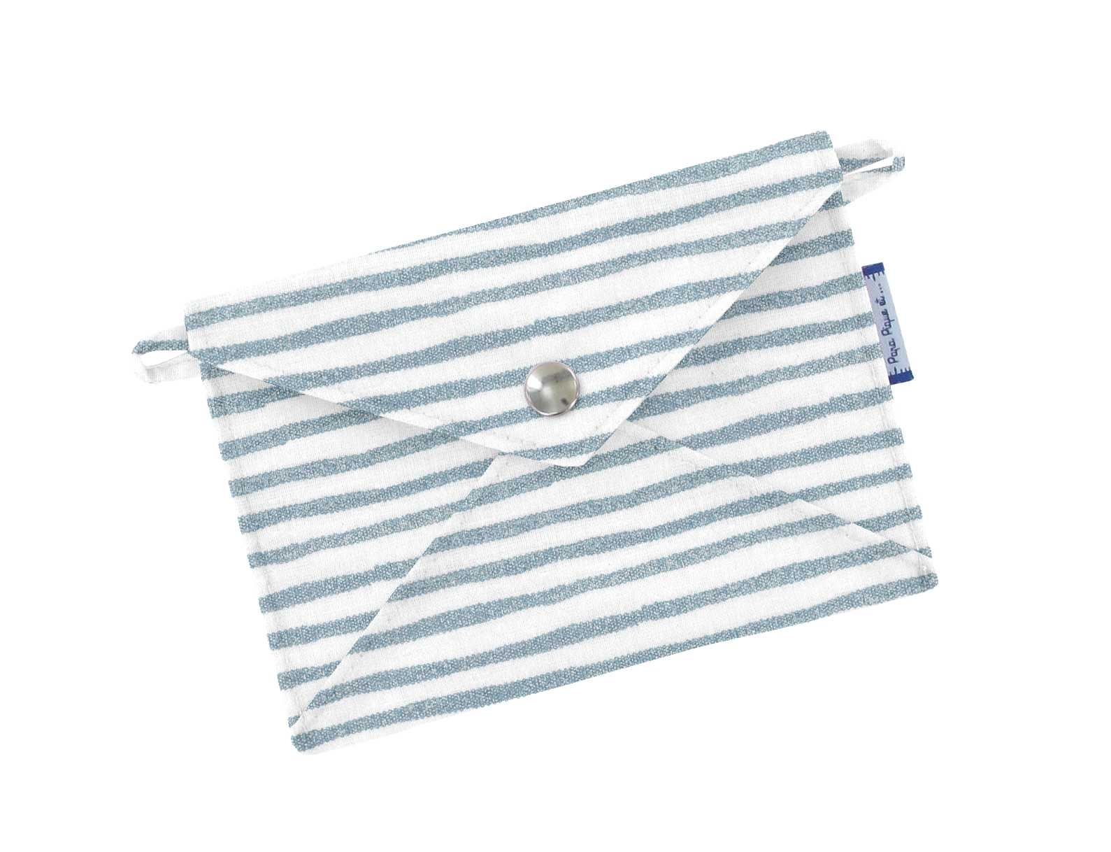 Petite Pochette Enveloppe Rayé Bleu Blanc