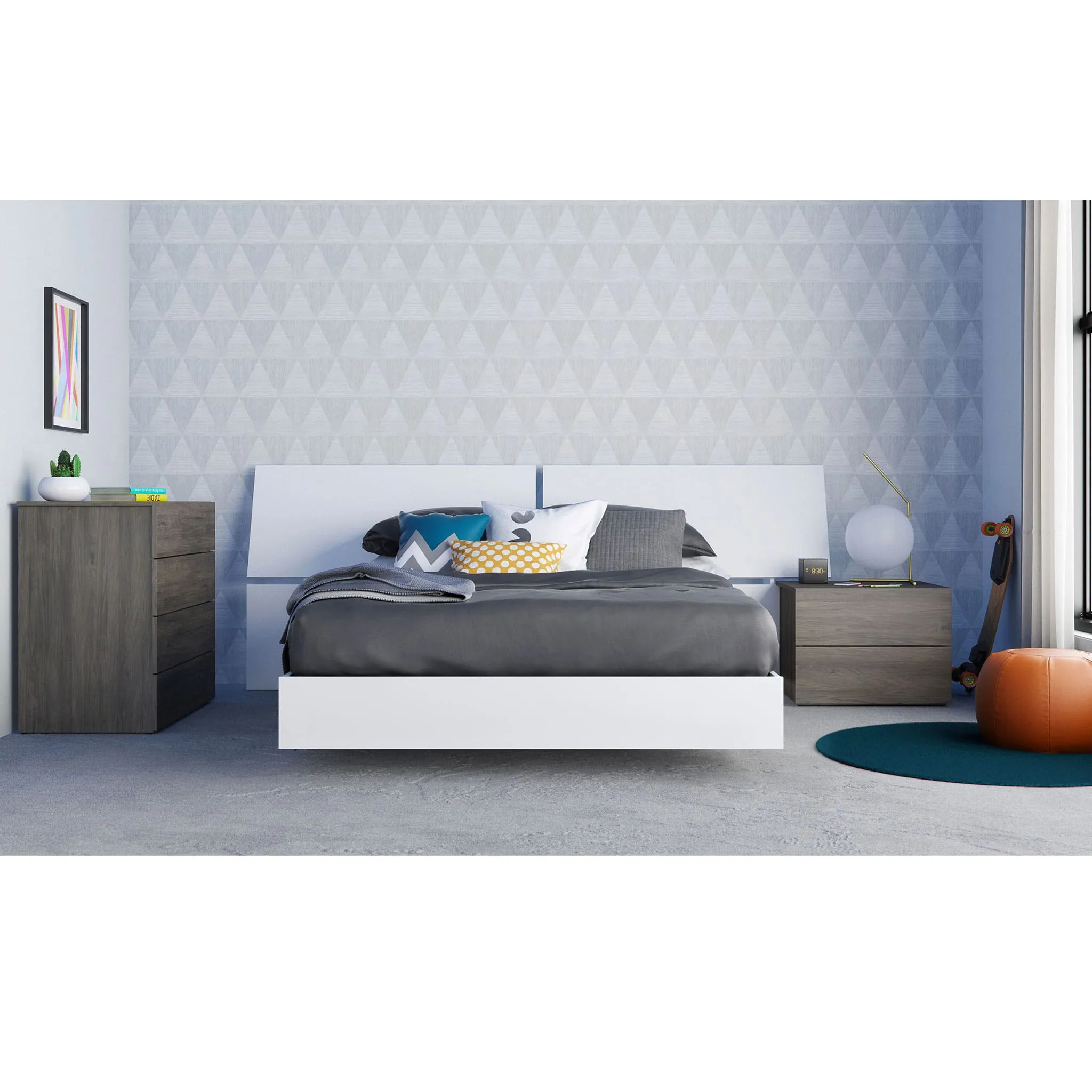 Nexera Table de nuit - Gris Écorce