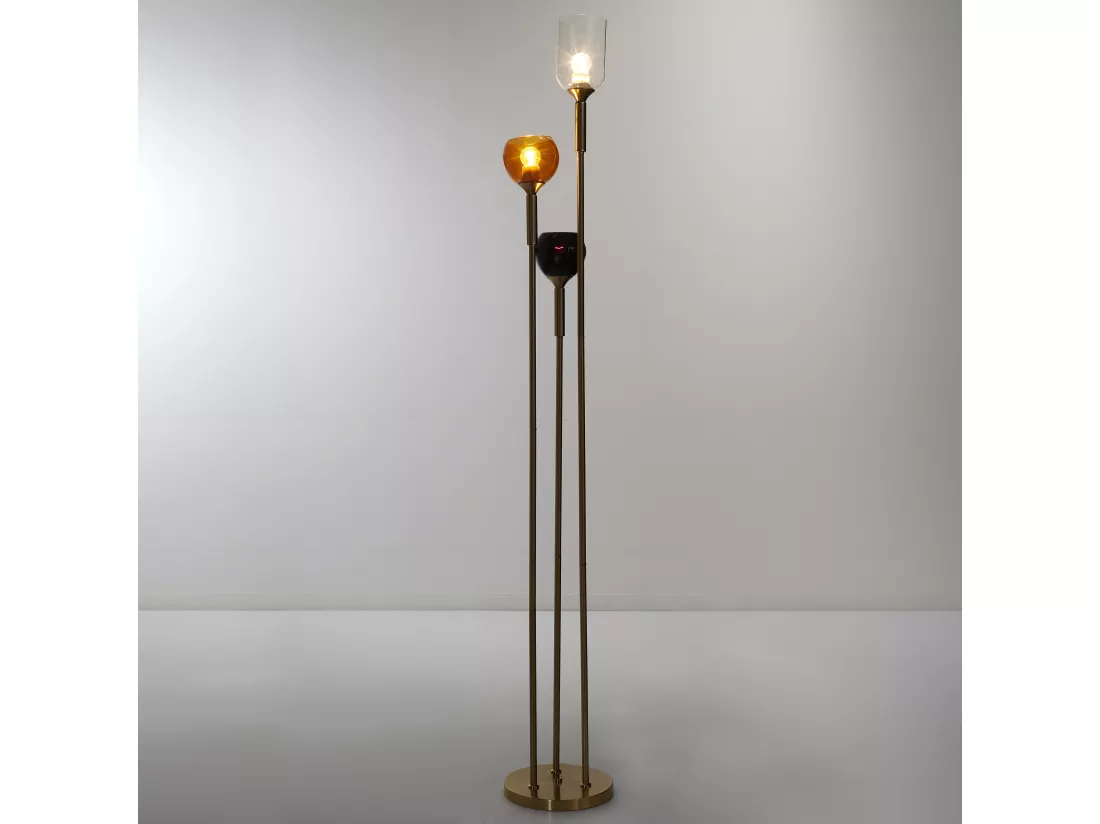 Lampadaire Tripod Verre Fume M1