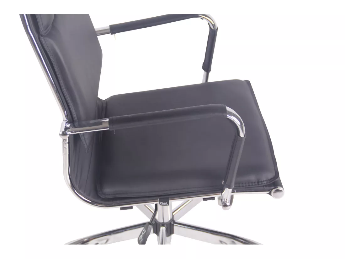 Chaise de bureau - Similicuir & Métal chromé - Noir - Bedford