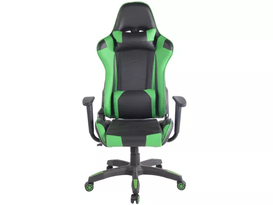 Chaise de bureau - Similicuir & Plastique - Noir / Vert - Miracle V2