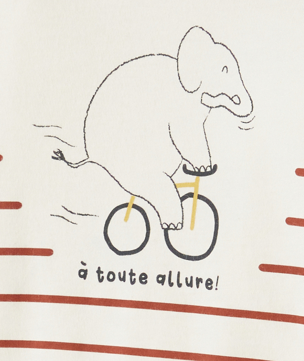T-SHIRT BÉBÉ GARÇON EN COTON BIO RAYÉ AVEC ANIMATION ÉLÉPHANT