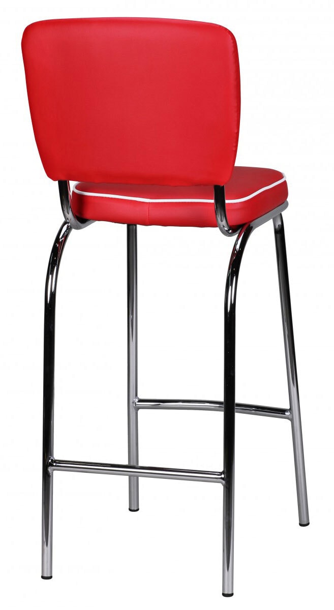 Barhocker Lederlook rot/ weiß