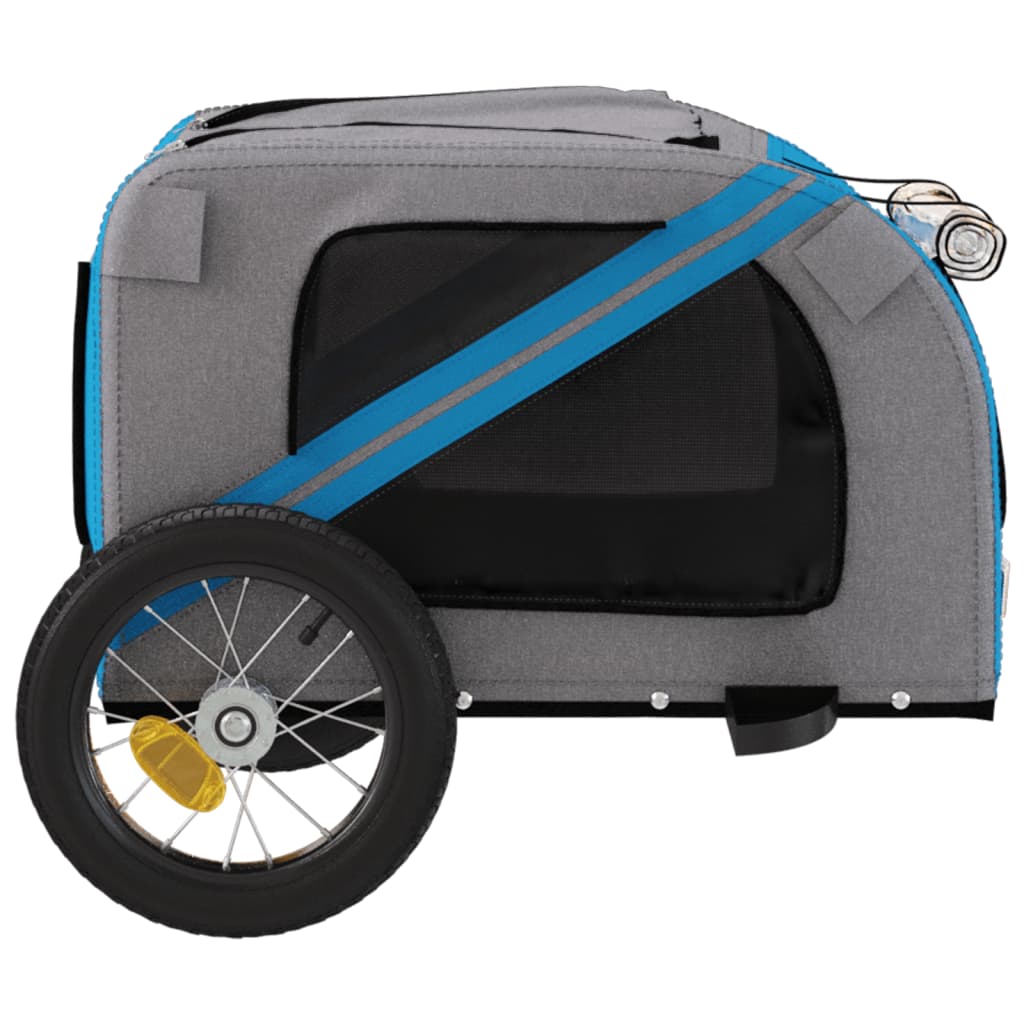 Remorque de vélo pour animaux de compagnie bleu et gris