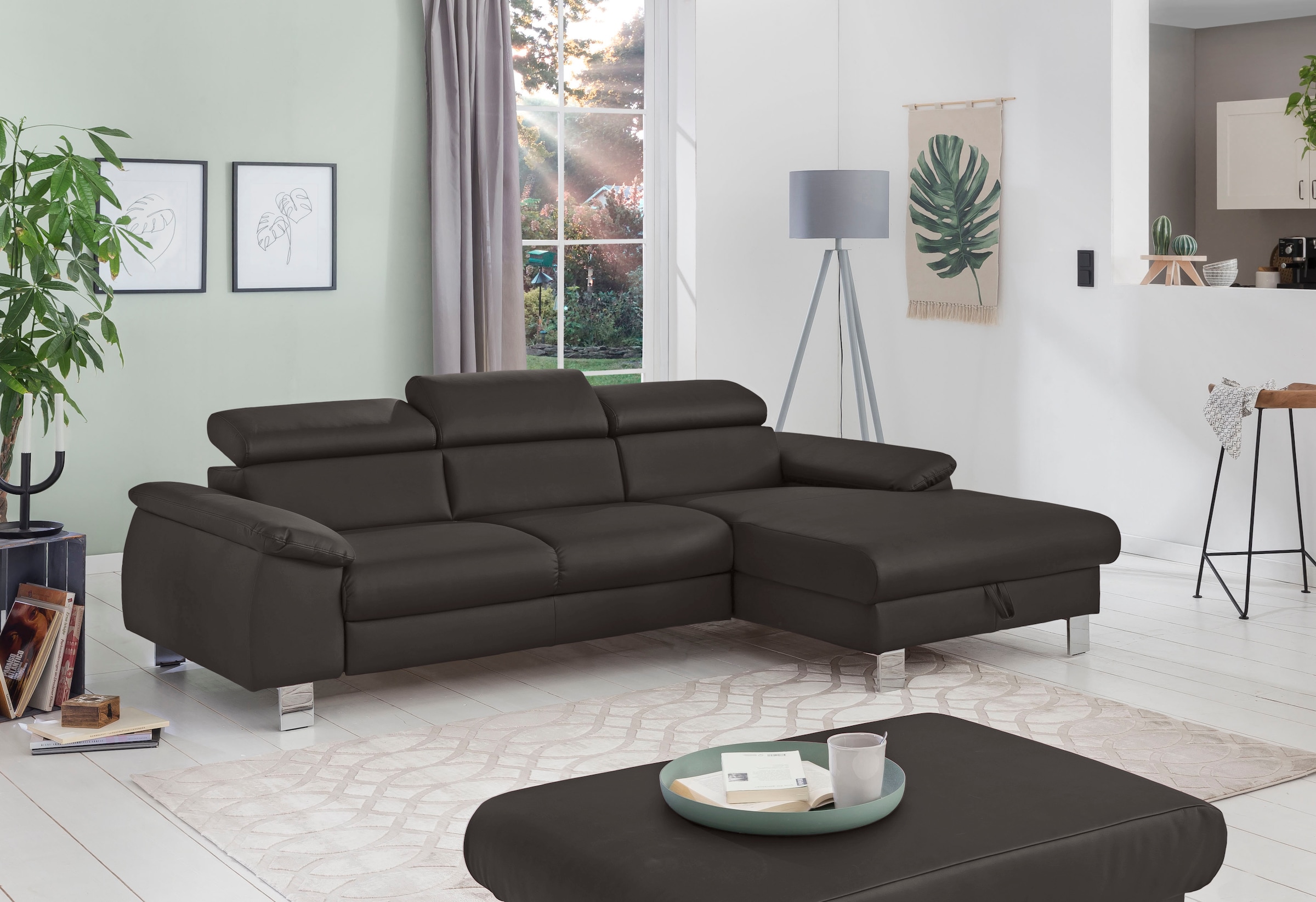 COTTA Ecksofa »Komaris L-Form, B: 244 cm« mit Kopfteilverstellung, optional Bettfunktion, Bettkasten & Licht