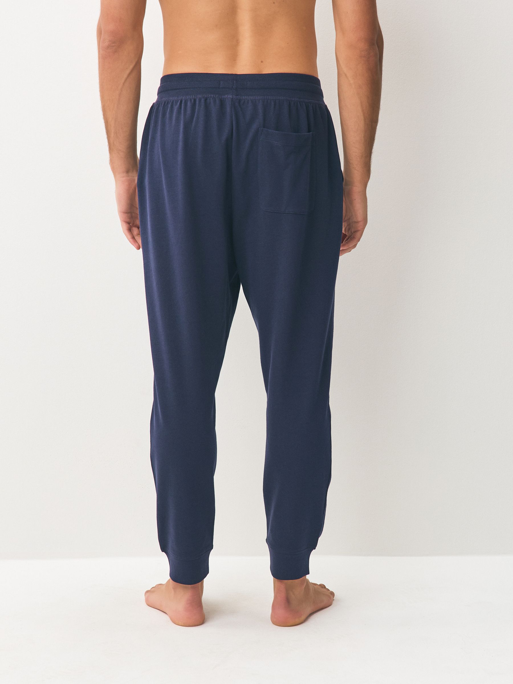 Zwart/marineblauw - Met boorden - Lichtgewicht 100% katoenen joggingbroeken verpakking van 2