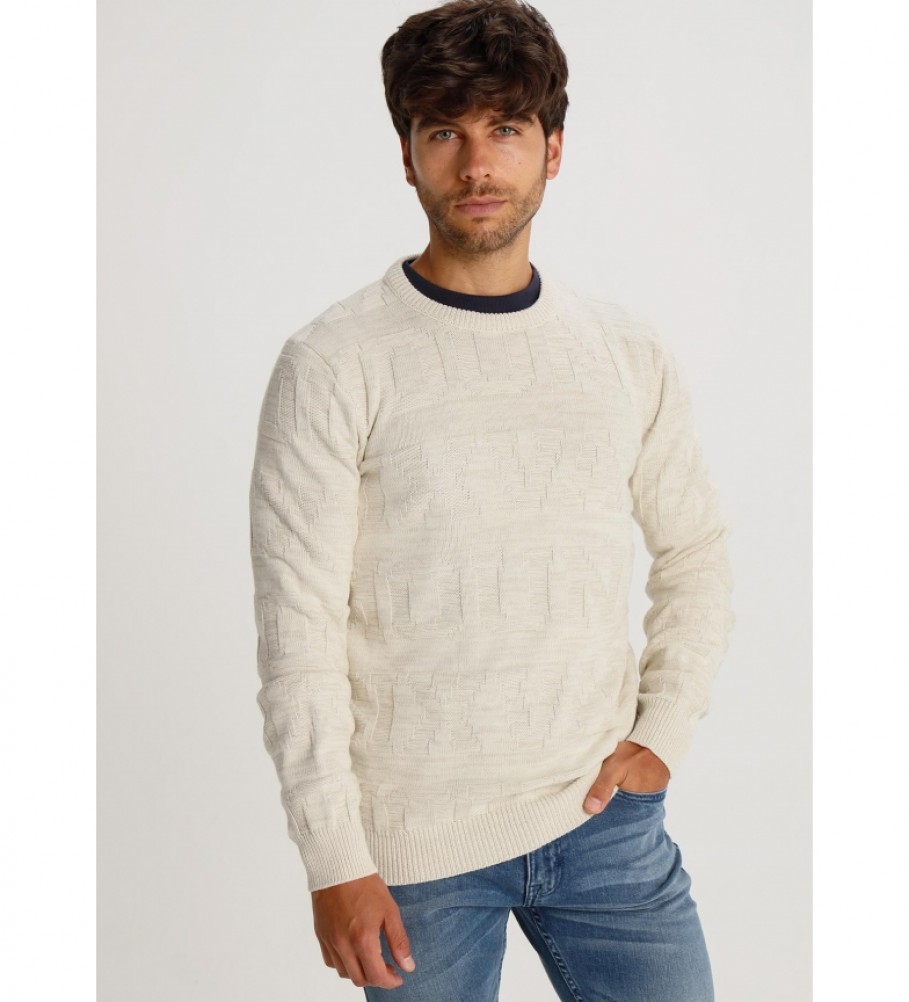 Camisa Six Valves em relevo bege