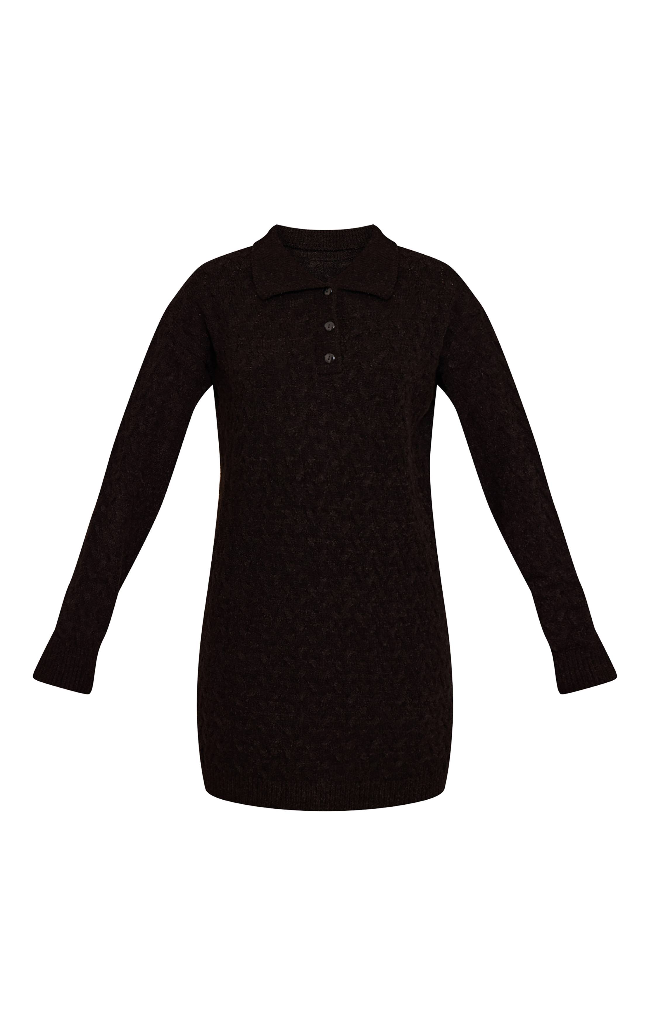 Noir Robe Chemise Mini En Maille Bouclée Torsadée Tall