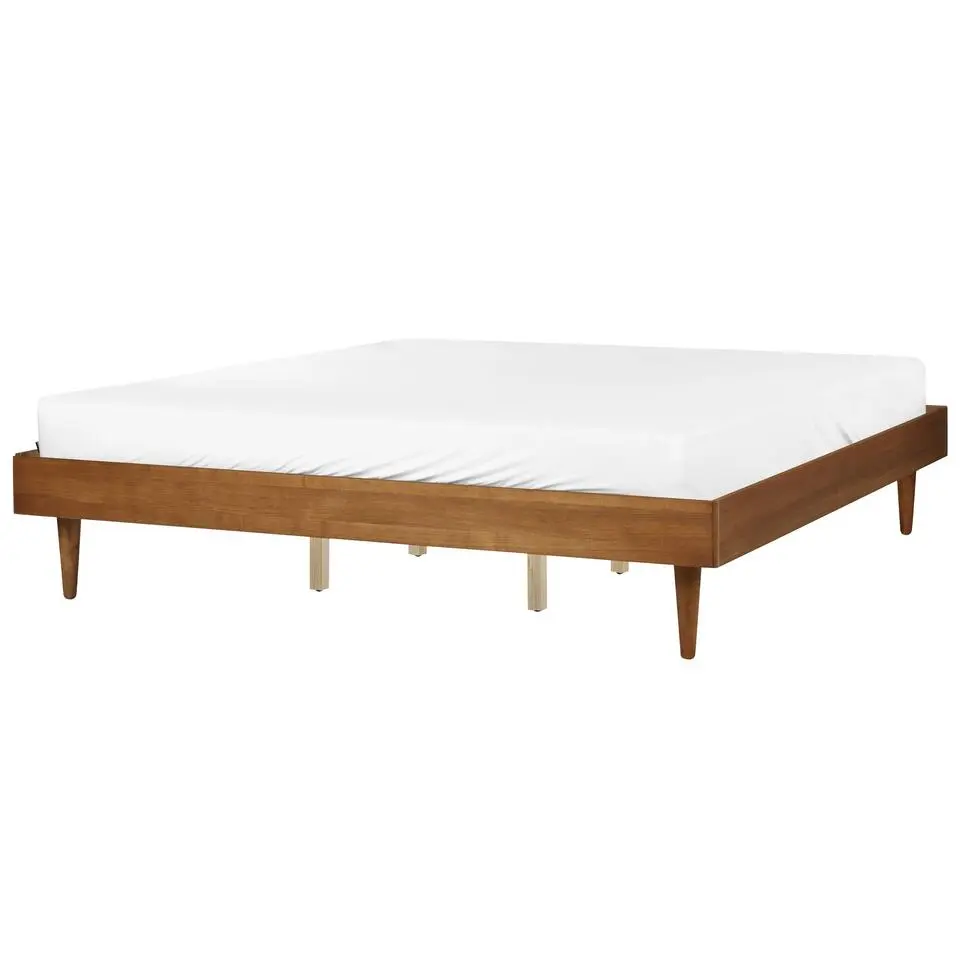 TOUCY - Tweepersoonsbed - Lichtbruin - 180 x 200 cm - Rubberhout