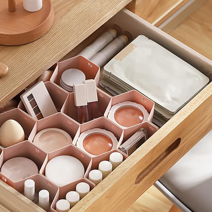(36x34cm) Wabenförmiger Schubladen Teiler DIY Kommoden Organizer Schrank Trenner für Socken / Unterwäsche / Kosmetik - Rosa