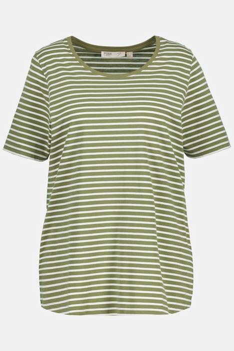 Pyjamashirt, Ringel, Rundhals, Halbarm, Biobaumwolle