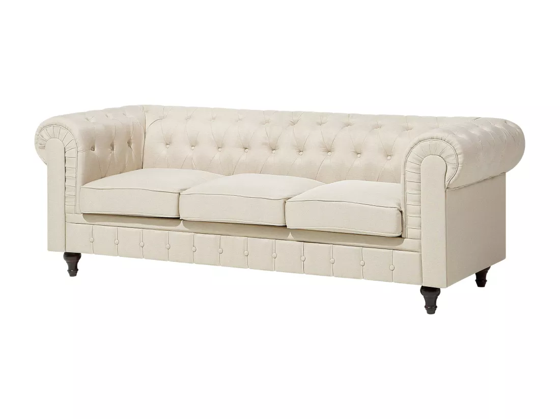 Canapé en tissu beige 3 places CHESTERFIELD