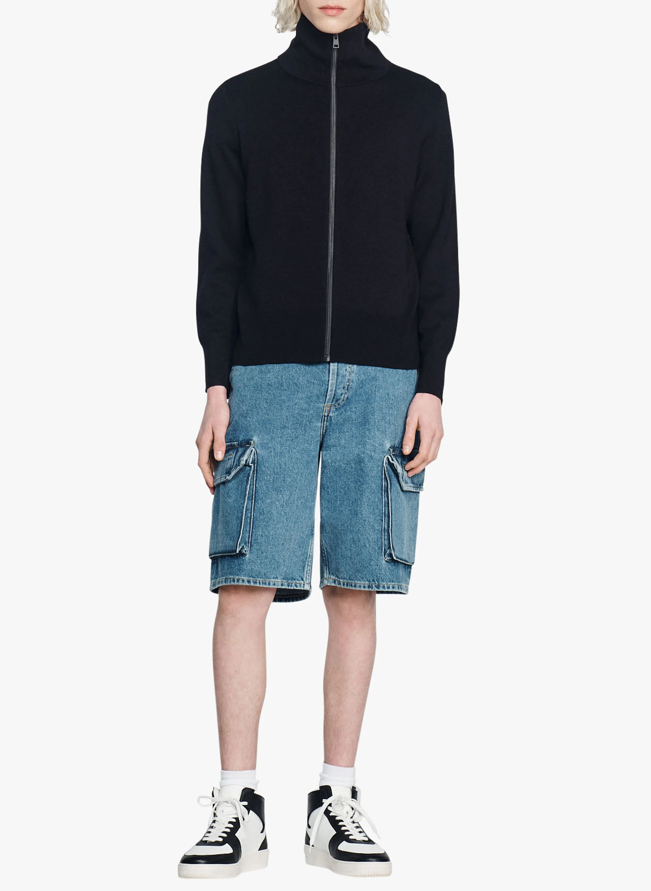 Gilet zippé en laine | Bleu