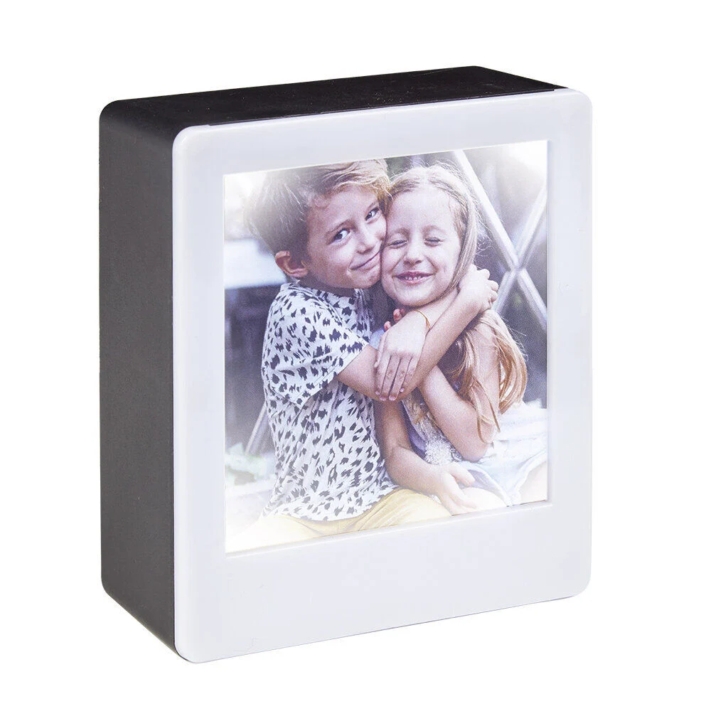 Cadre photo lumineux avec stylo effaçable à poser ou suspendre blanc
