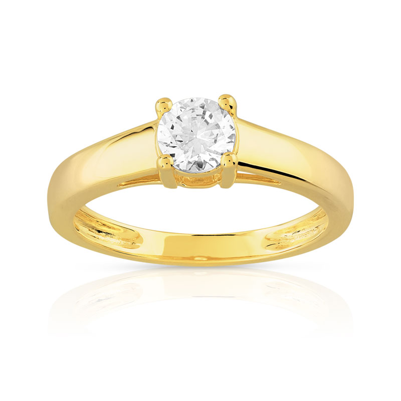 Bague solitaire or 750 jaune diamant 50/100e de carat