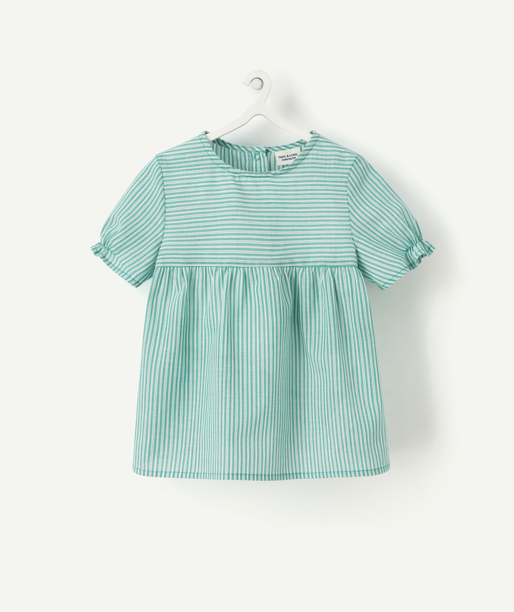 BLOUSE BÉBÉ FILLE EN COTON VERTE AVEC RAYURES