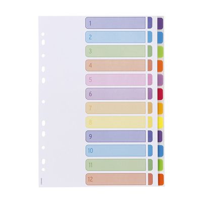 Viquel Intercolor - Intercalaire 12 positions - A4 - polypropylène coloré