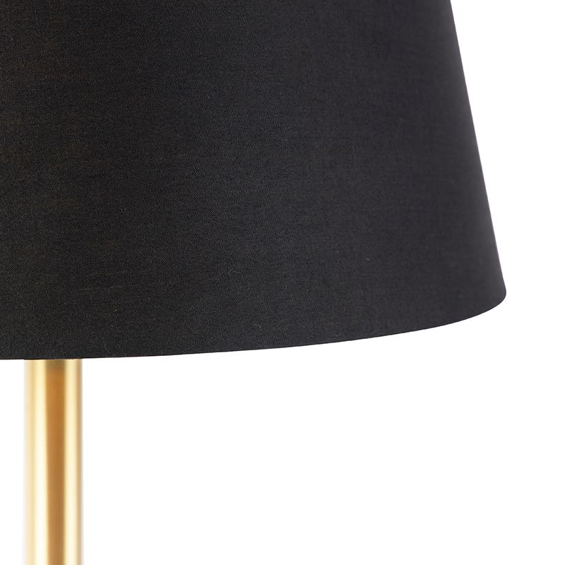 Klassieke tafellamp messing met zwarte kap 32 cm - Simplo