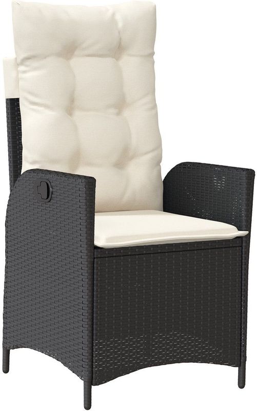vidaXL Tuin Eetset - Zwart - Poly Rattan - 5-delig met Kussens