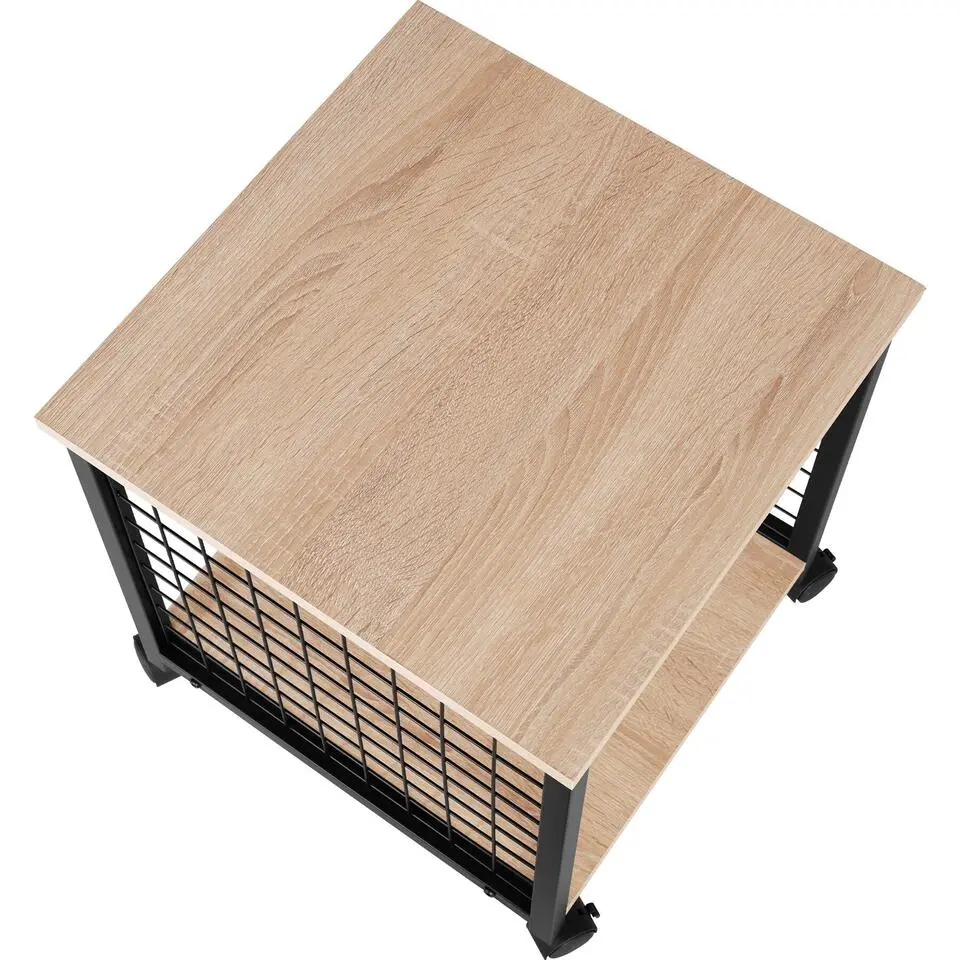 tectake Bijzettafel Gary 40x40x48cm, Industrieel Licht Hout, Eiken Sonoma