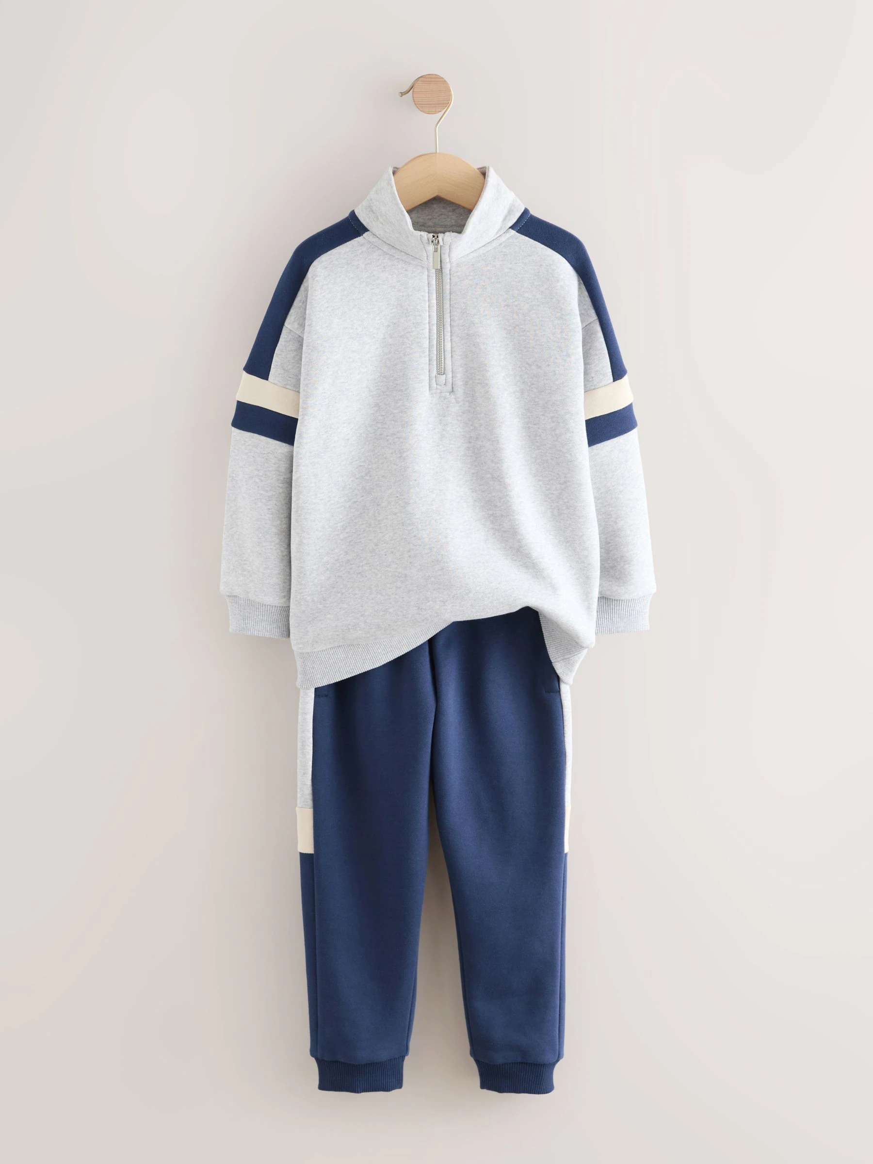Grijs - Funnel Zip Neck Sweatshirt and Joggers Set
