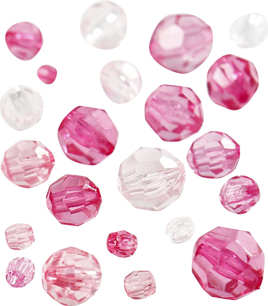 Harmoni Facetperlemix - Str. 4-12 MM - Hulstr. 1-2,5 MM - Pink - 45 G
