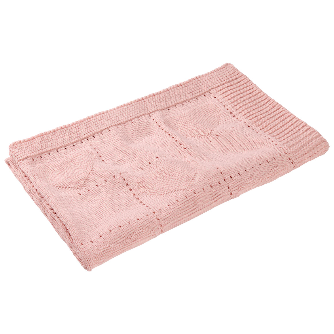 Topomini Strickdecke mit Herzen rosa